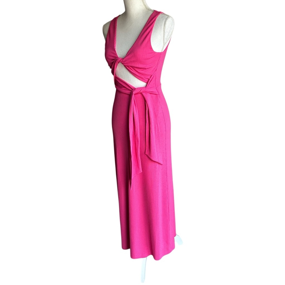 Significant Other Pink Cutout Maxi Dress | Ribbed Tie Waist | Chic Summer - Picture 3 of 10